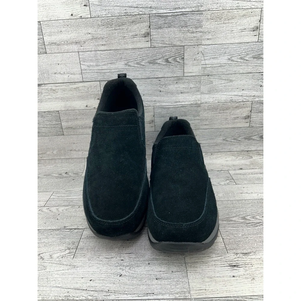 LL Bean Women Black Suede Slip On Shoes Sz 9 Wide Loafers 0GRG9 Walking‎ Comfort